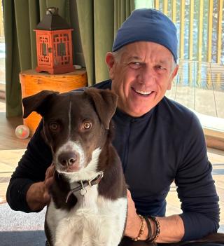 Portrait of Hamburger with dog